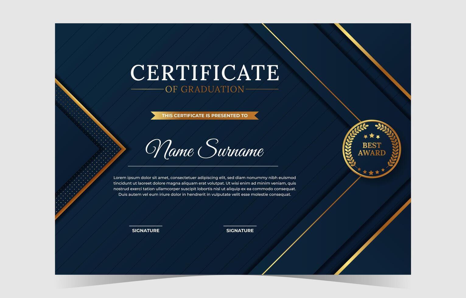 Best Award Graduation Certificate Template vector