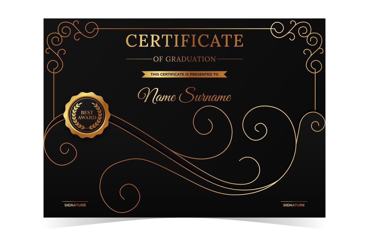 negro oro Clásico certificado modelo vector