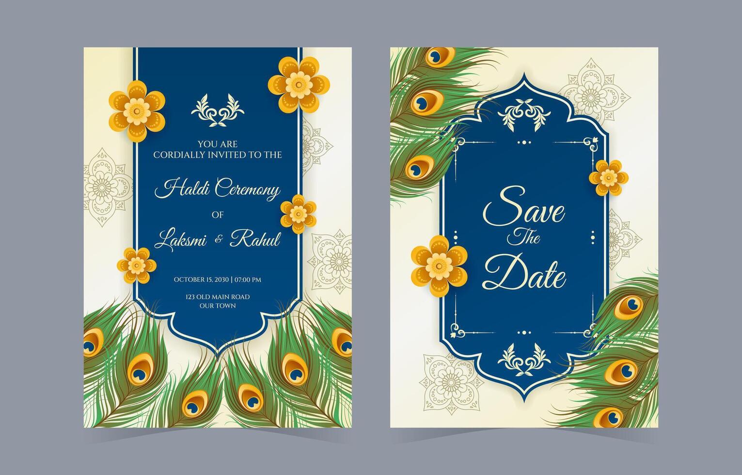 Haldi Ceremony India Wedding Invitation Template vector