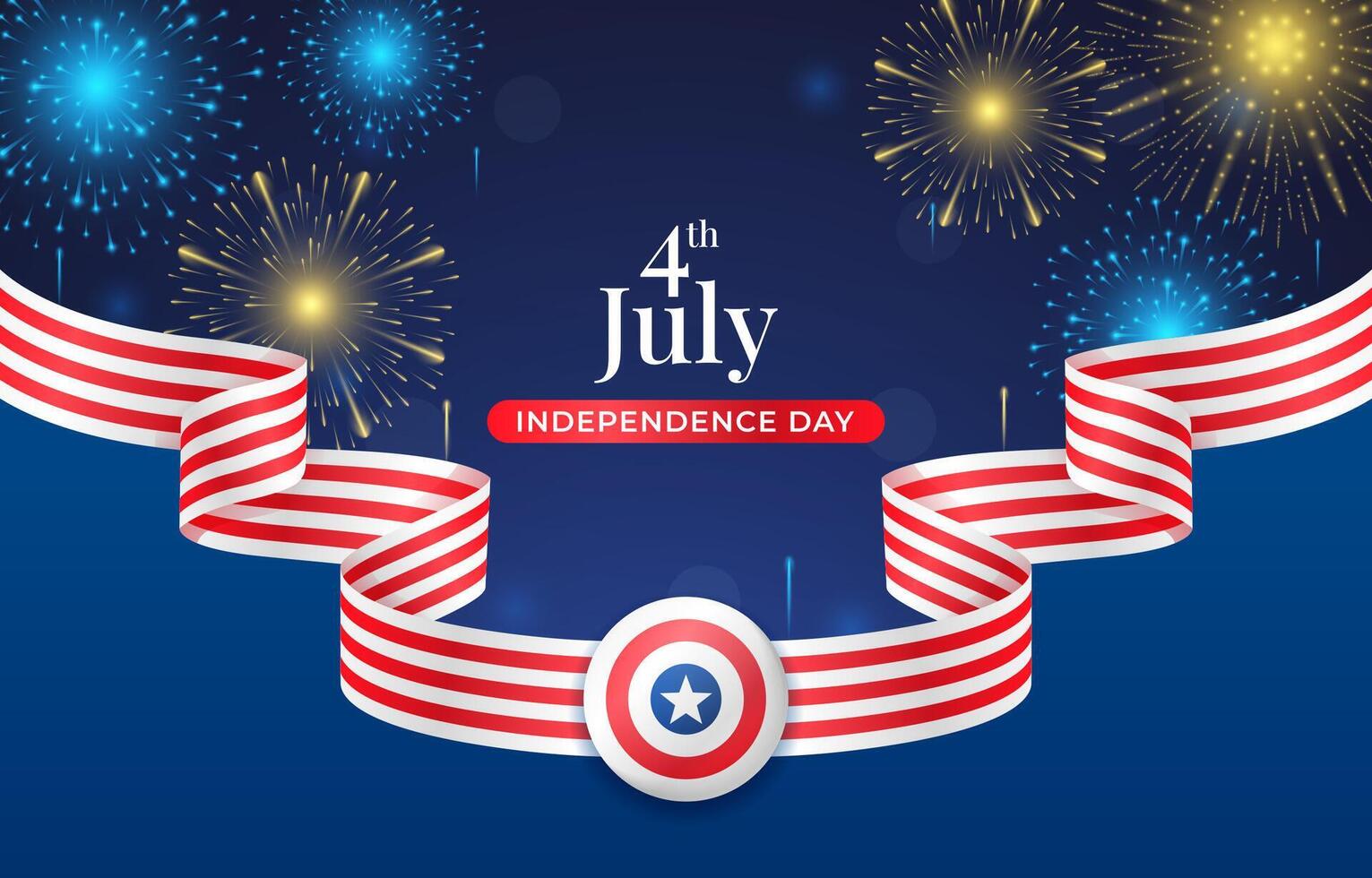 4th of July USA Independence Day Background with American Flag vector