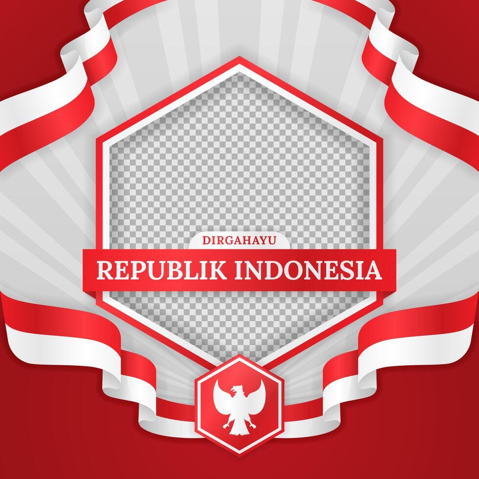 Happy Indonesia Independence Day Twibbon Luxury Background vector