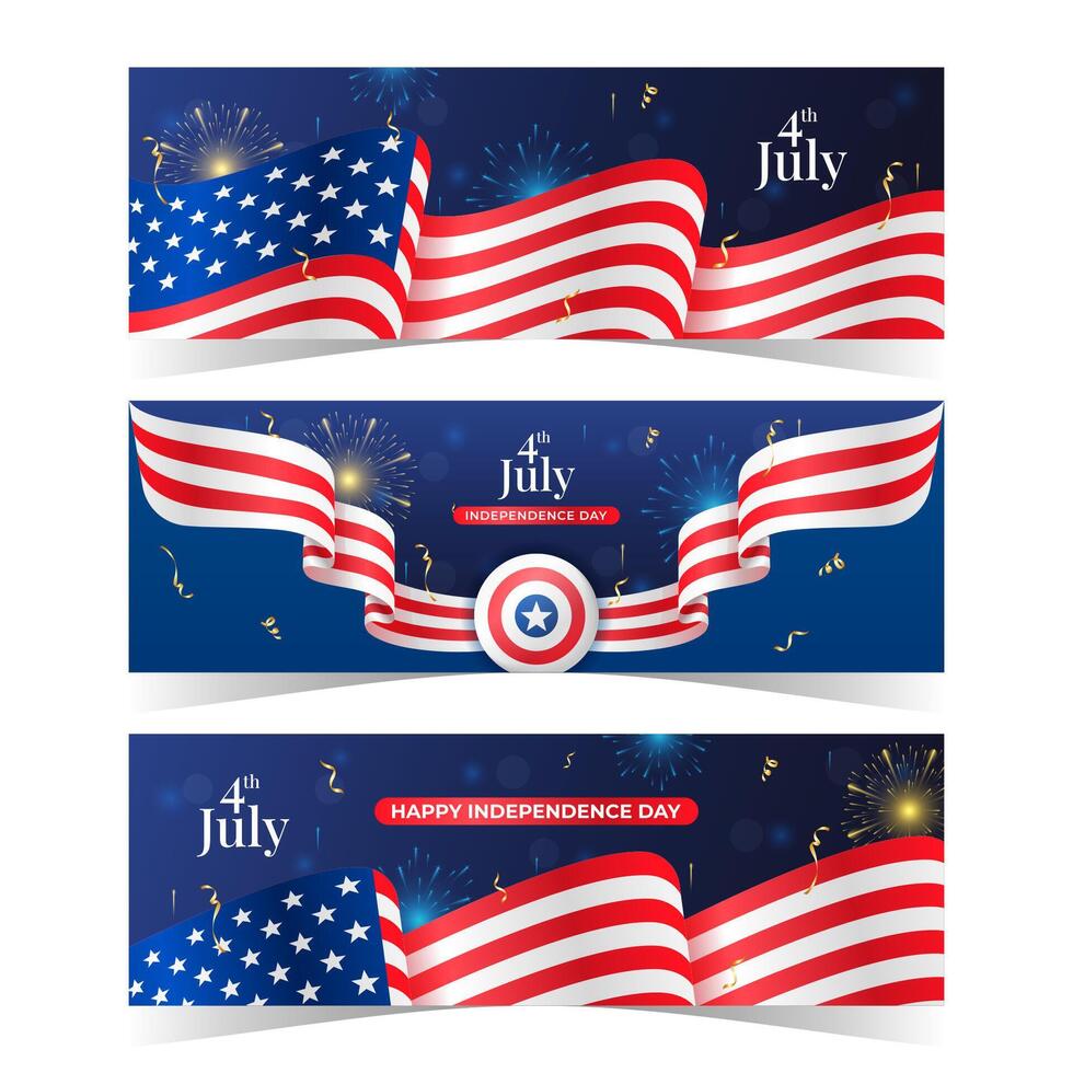 4th of July USA Independence Day Banner with American Flag vector