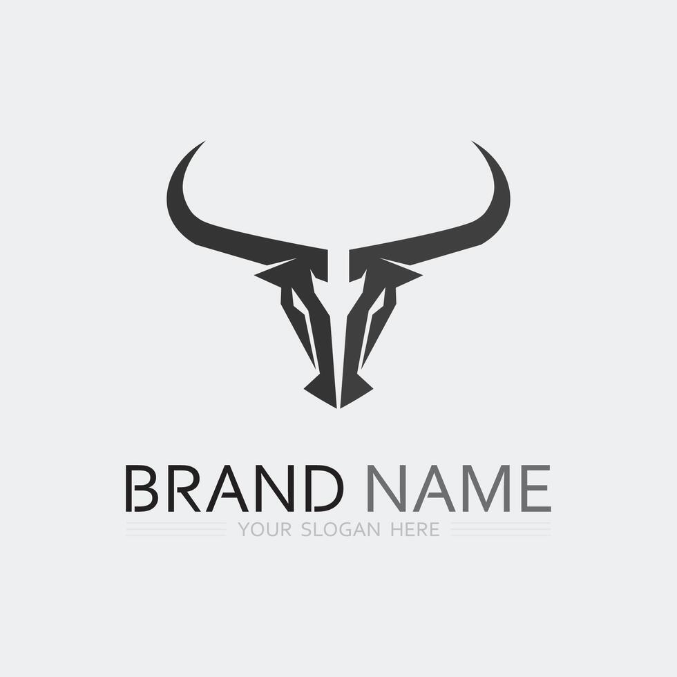 Bull horn cow and buffalo logo and symbol template icons app vector