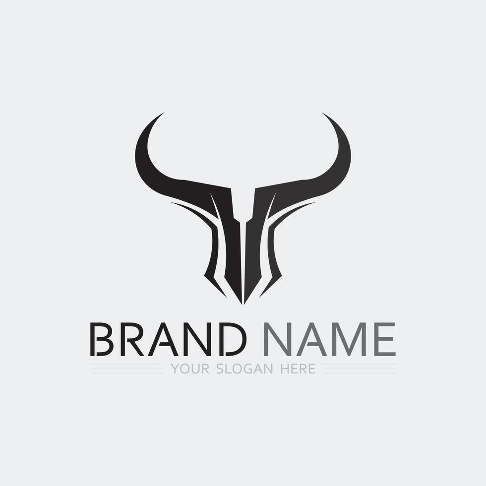 Bull horn cow and buffalo logo and symbol template icons app vector