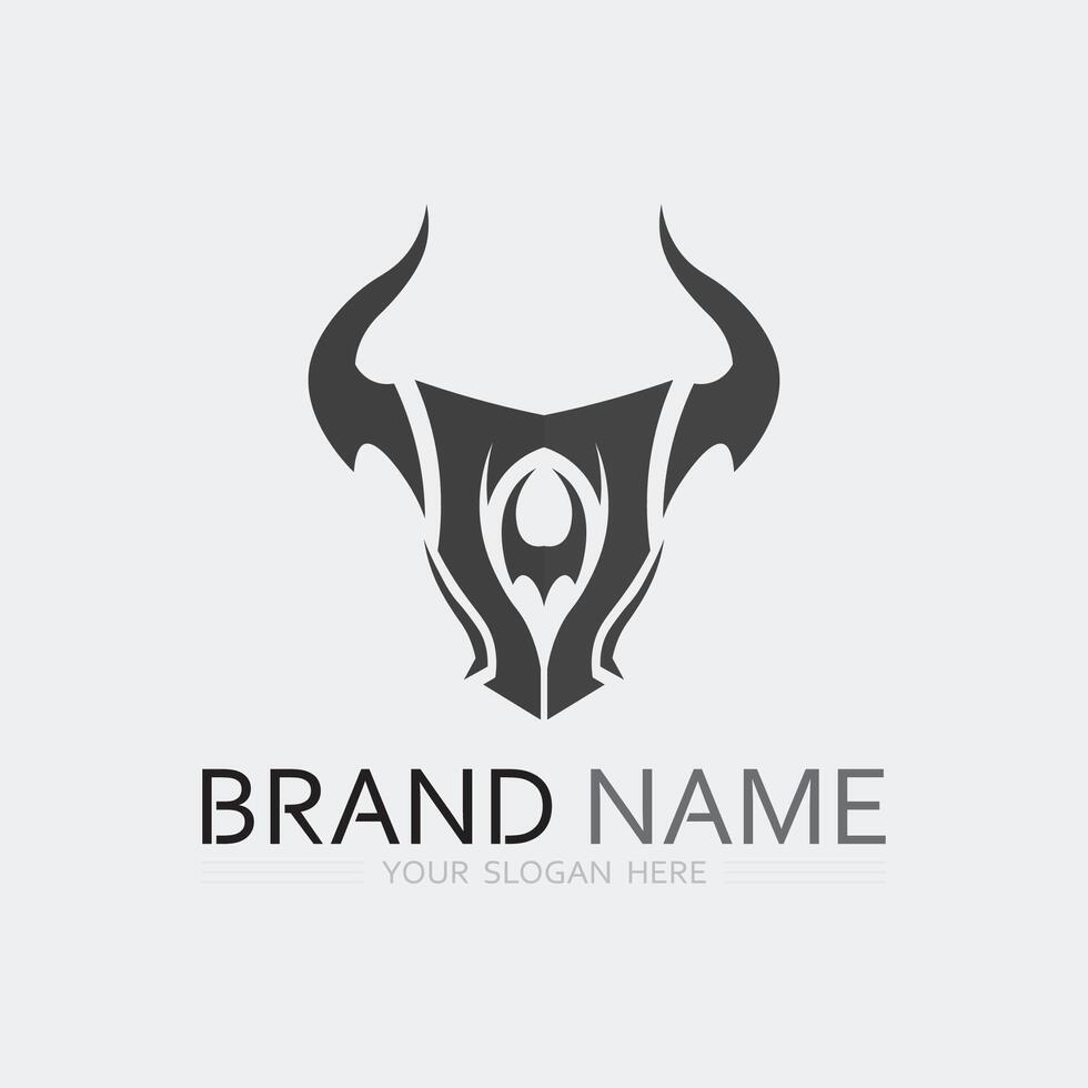 Bull horn cow and buffalo logo and symbol template icons app vector