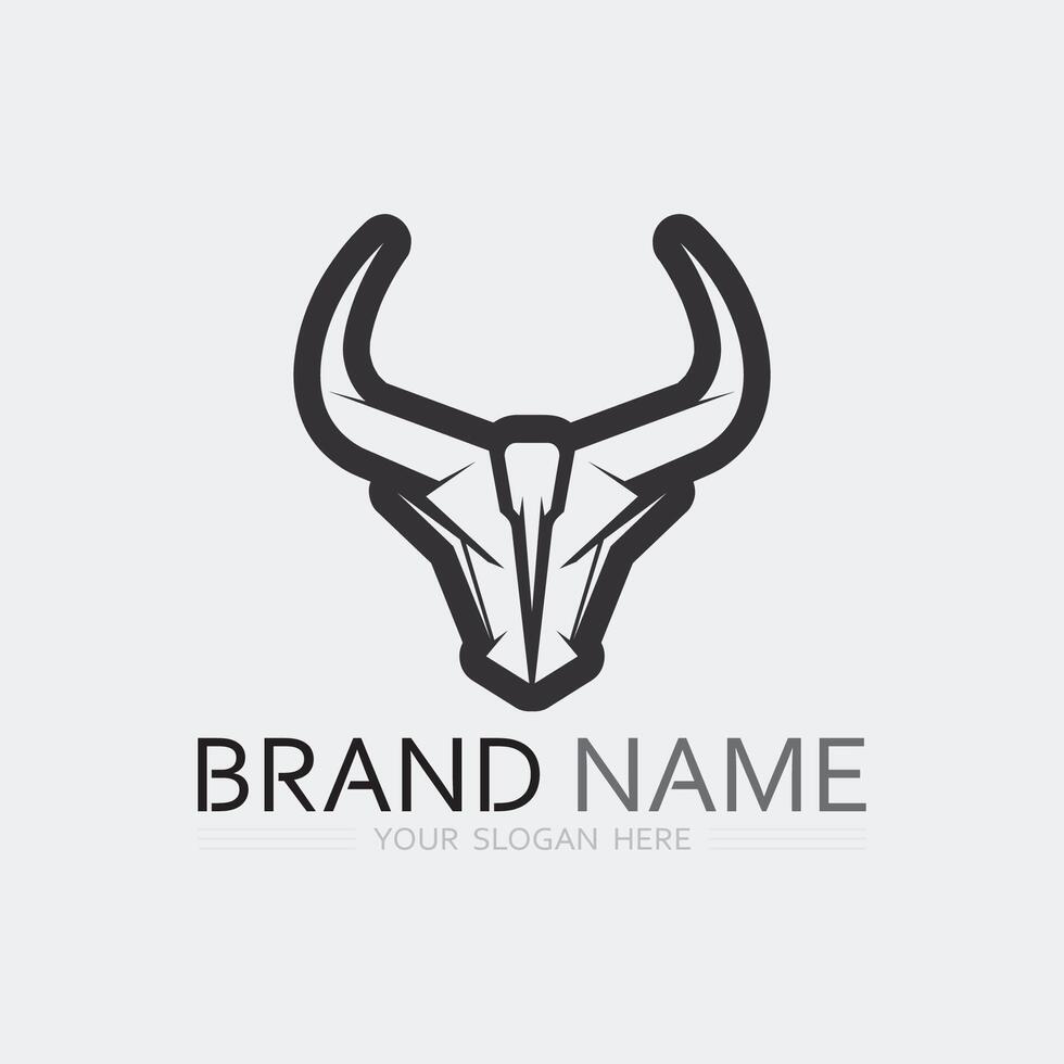 Bull horn cow and buffalo logo and symbol template icons app vector