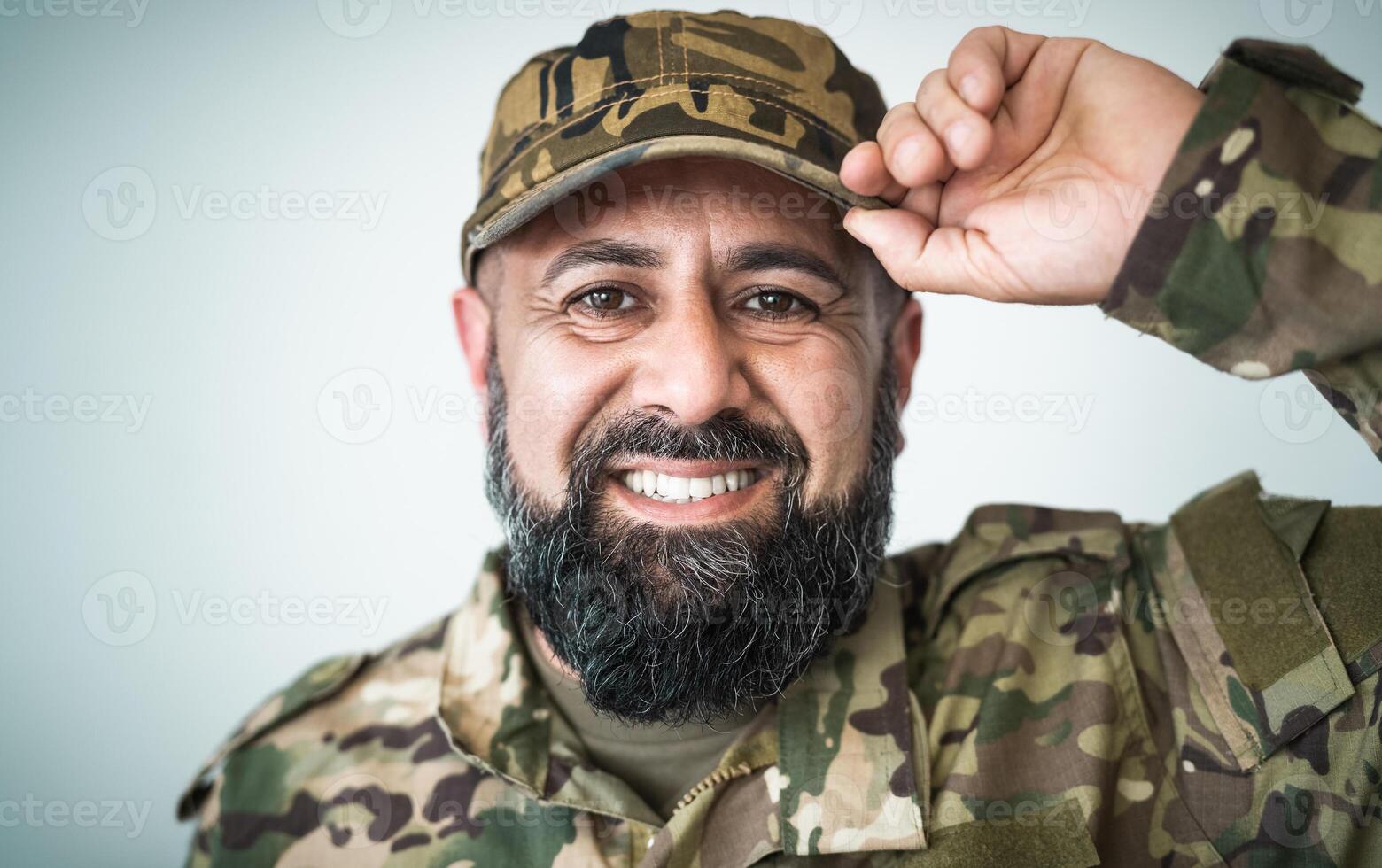 Happy military soldier portrait photo