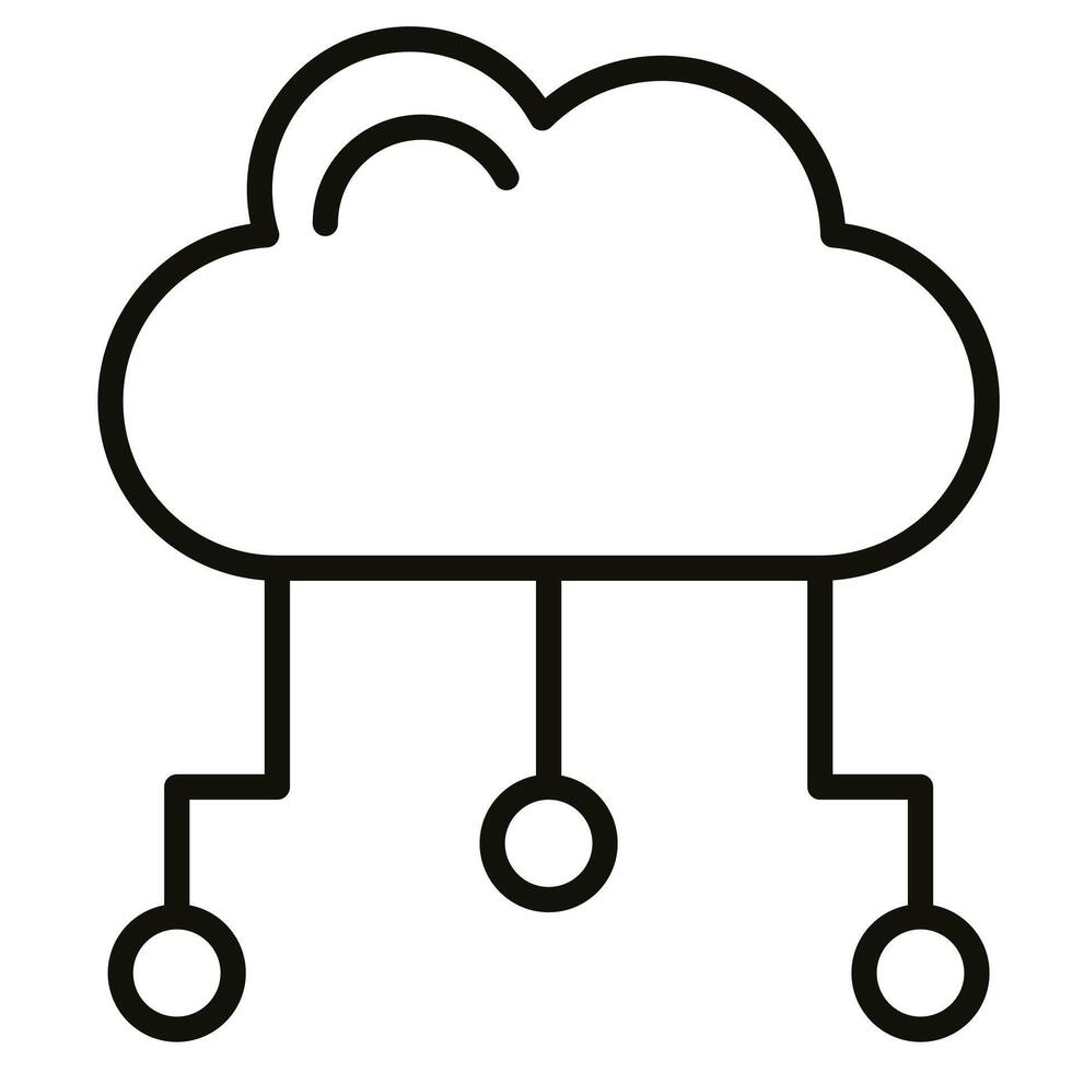 nube informática icono línea vector ilustración