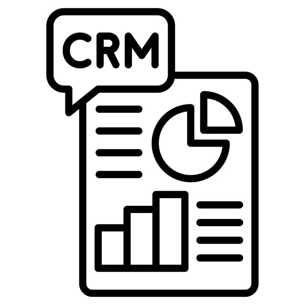 crm informes icono línea vector ilustración