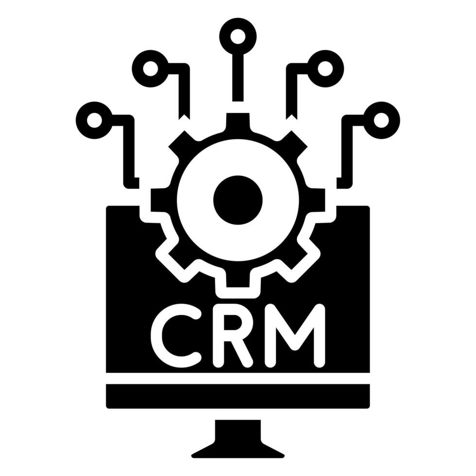 crm integración icono línea vector ilustración