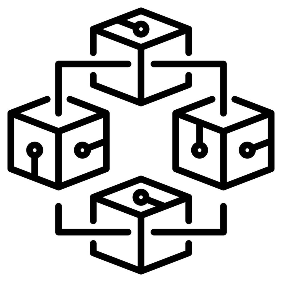 Blockchain Technology icon line vector illustration