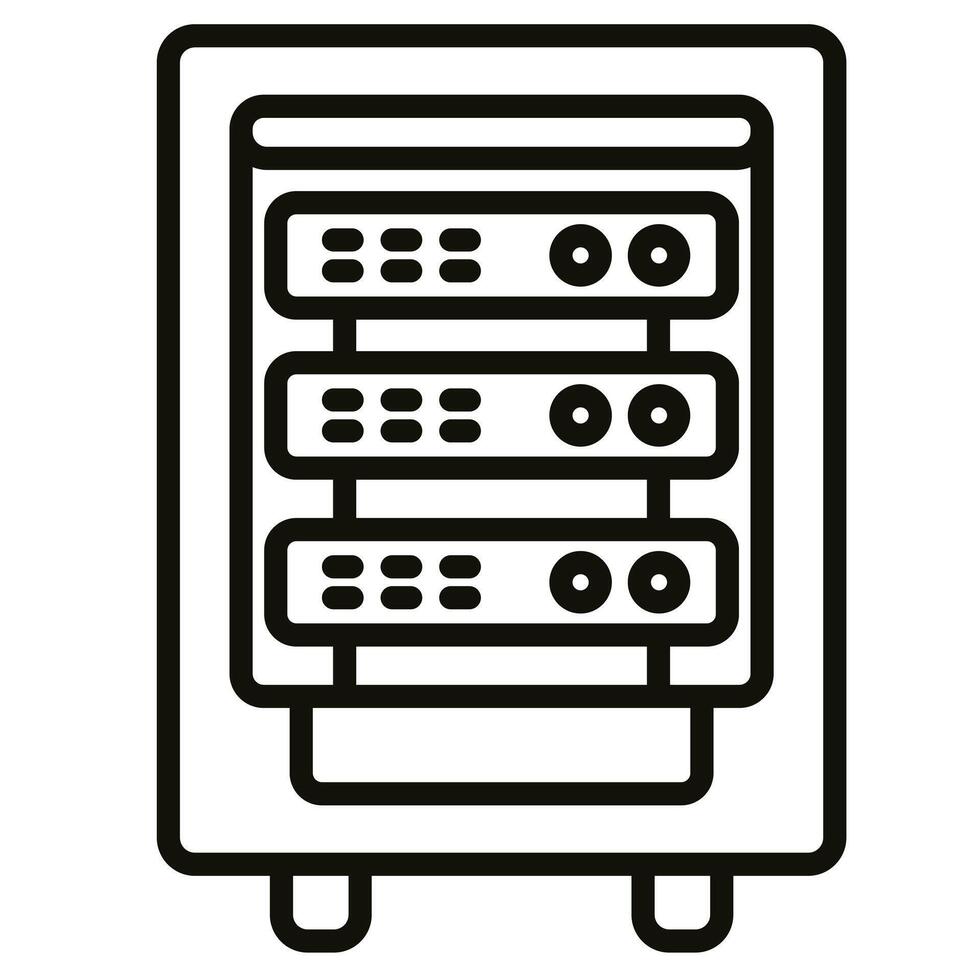 servidor estante icono línea vector ilustración