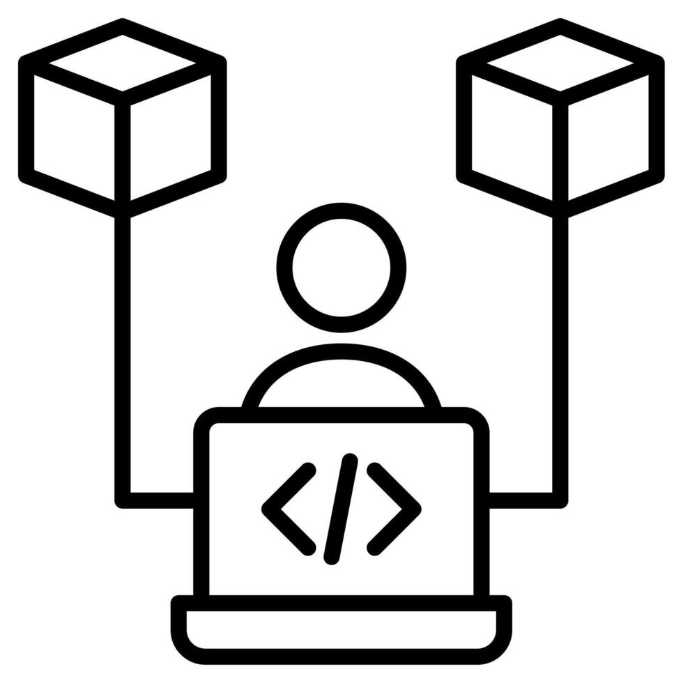 Blockchain Developer icon line vector illustration 39886175 Vector Art ...