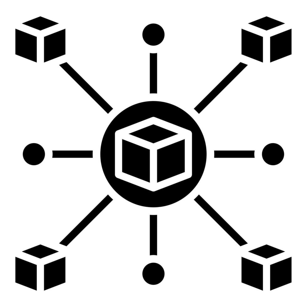 blockchain red icono línea vector ilustración