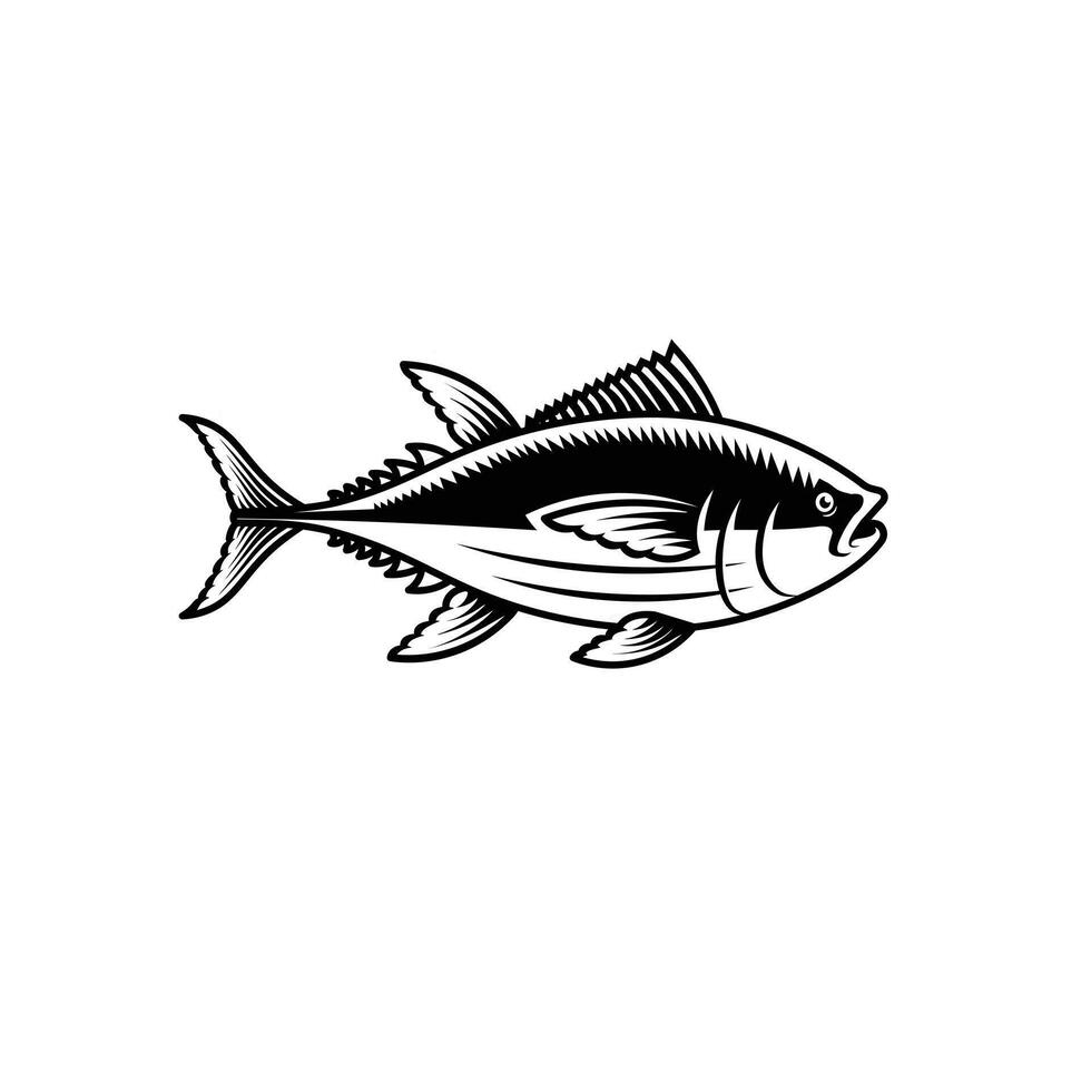 negro y blanco pescado vector