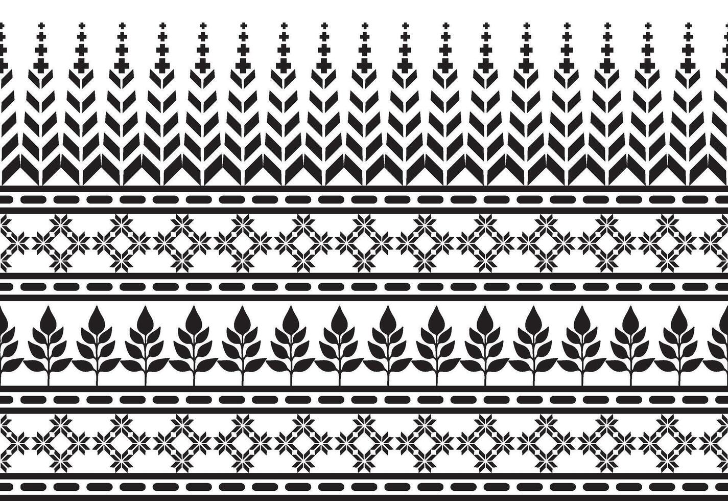 tribal tradicional tela batik étnico. ikat floral sin costura modelo hojas geométrico repitiendo diseño para fondo de pantalla, envase, moda, alfombra, ropa. negro y blanco vector