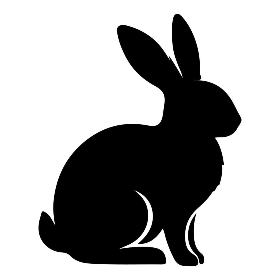 Rabbit shadow silhouette. Bunny black side design for happy easter egg day on transparent background vector