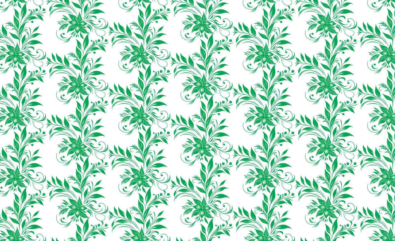 hand draw floral flower seamless pattern of green Floral leaves Spring Square style Vector Design on a white background, Curtain, carpet, wallpaper, clothing, wrapping