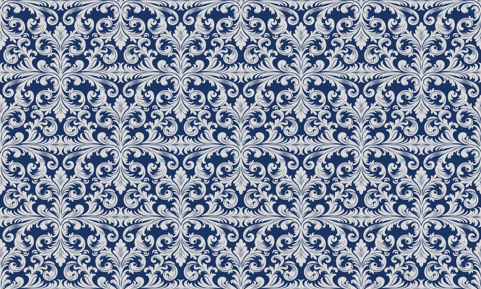 Damask Fabric textile seamless pattern background Luxury decorative Ornamental floral vintage style. Curtain, carpet, wallpaper, clothing, wrapping, textile vector