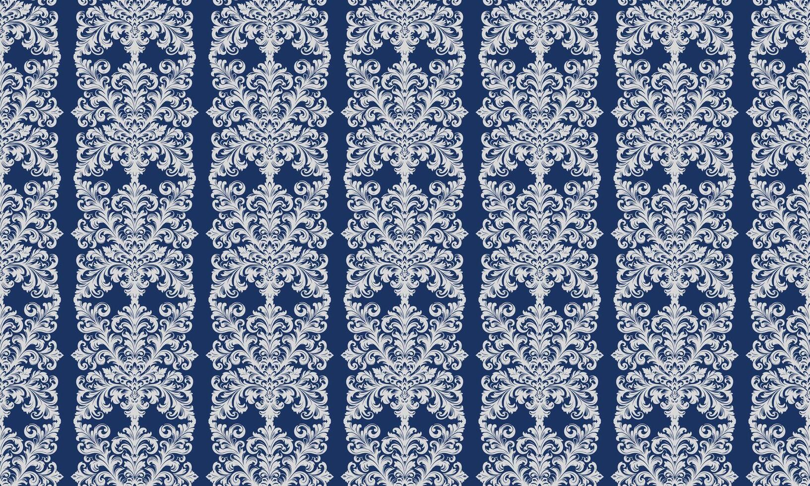 Damask Fabric textile seamless pattern background Luxury decorative Ornamental floral vintage style. Curtain, carpet, wallpaper, clothing, wrapping, textile vector