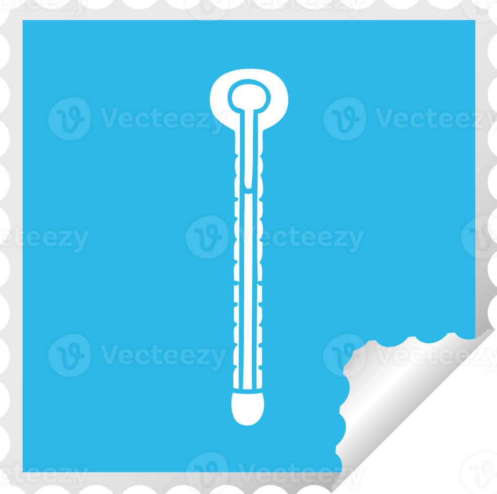 square peeling sticker quirky cartoon thermometer png