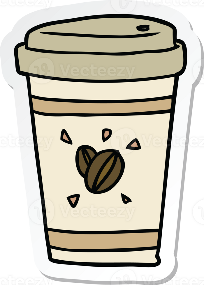 sticker of a cartoon takeout coffee png