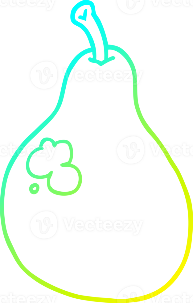 cold gradient line drawing of a cartoon pear png