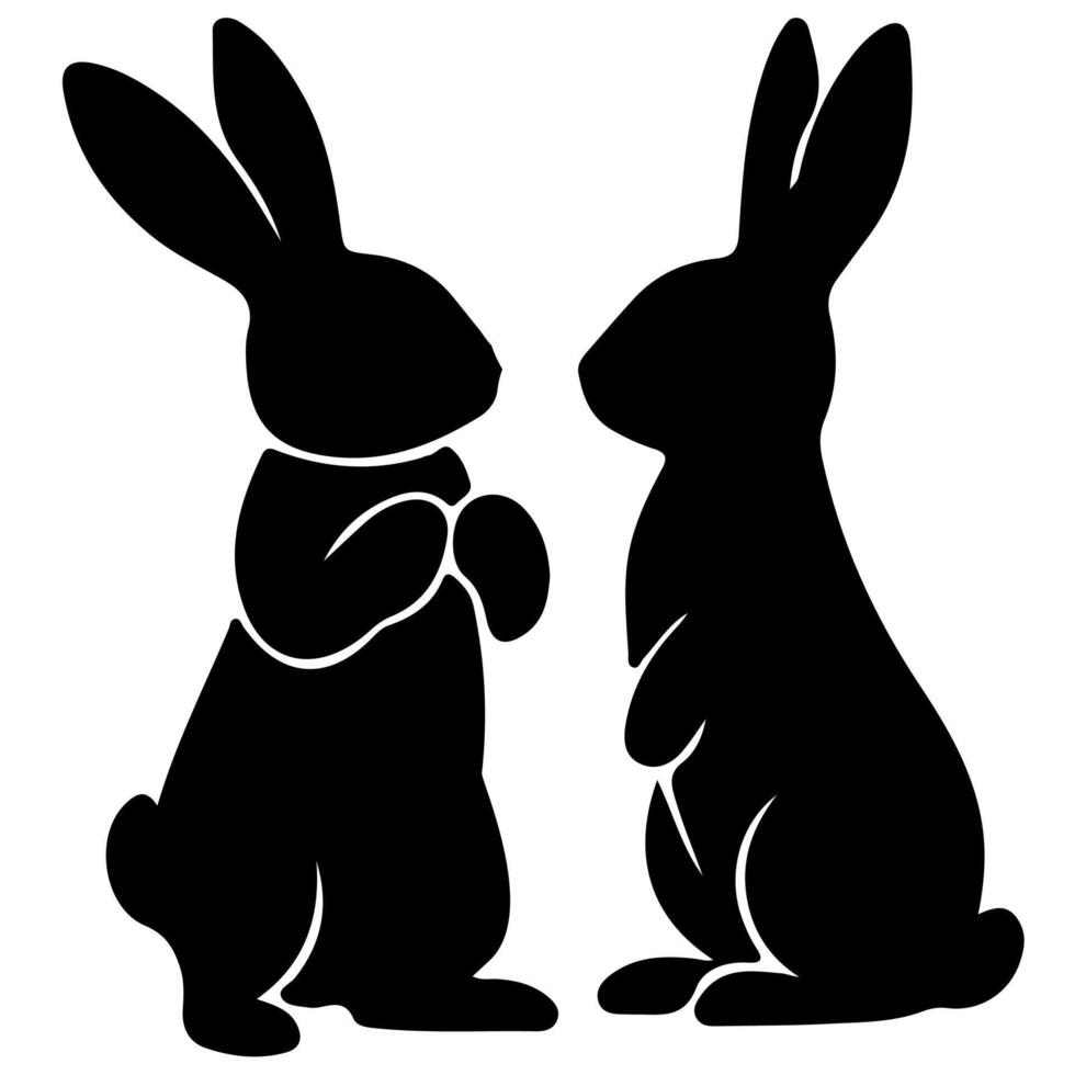 Rabbit shadow silhouette. Bunny black side design for happy easter egg day on transparent background vector