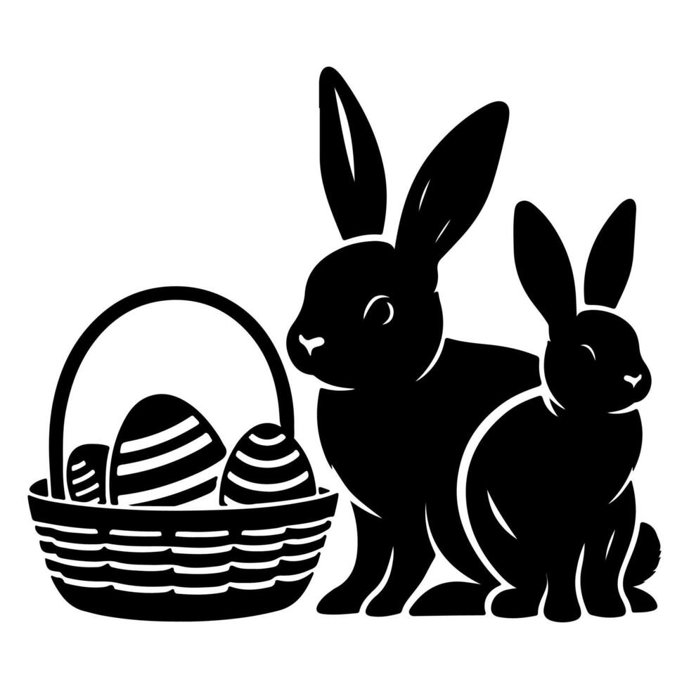 Rabbit shadow silhouette. Bunny black side design for happy easter egg day on transparent background vector