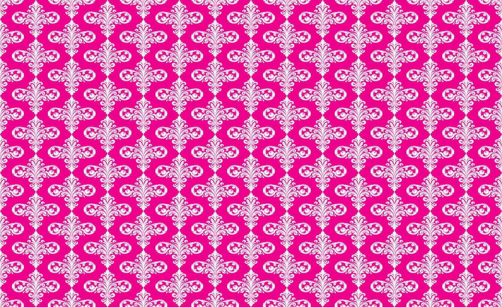 Damask Fabric textile seamless pattern pink backgground Luxury decorative Ornamental floral vintage style. Curtain, carpet, wallpaper, clothing, wrapping, textile vector