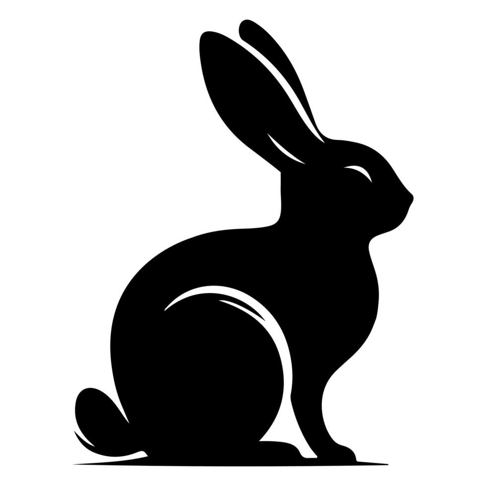 Rabbit shadow silhouette. Bunny black side design for happy easter egg day on transparent background vector