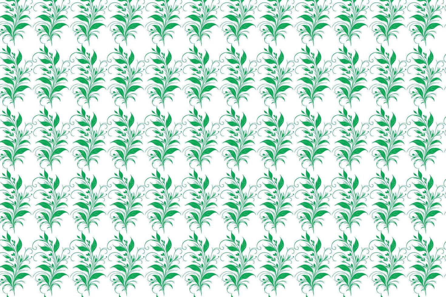 hand draw floral flower seamless pattern of green Floral leaves Spring Square style Vector Design on a white background, Curtain, carpet, wallpaper, clothing, wrapping