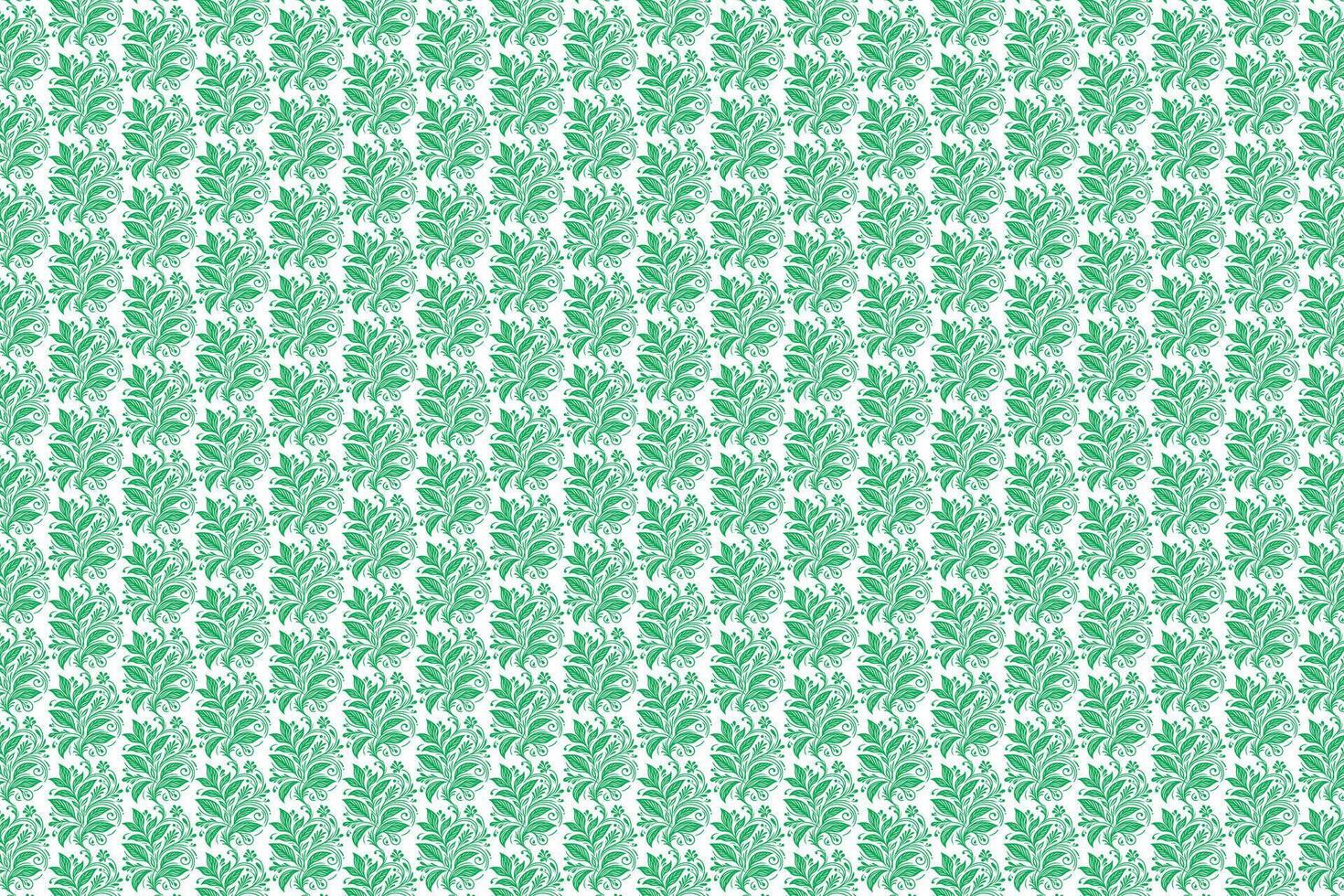 hand draw floral flower seamless pattern of green Floral leaves Spring Square style Vector Design on a white background, Curtain, carpet, wallpaper, clothing, wrapping