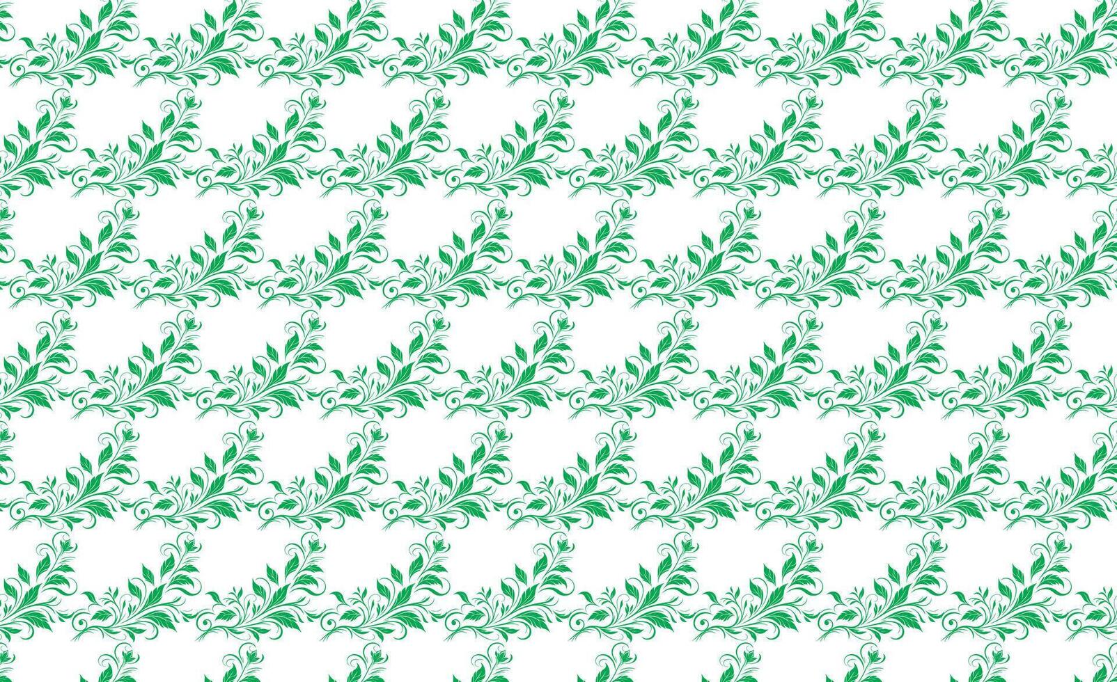 hand draw floral flower seamless pattern of green Floral leaves Spring Square style Vector Design on a white background, Curtain, carpet, wallpaper, clothing, wrapping