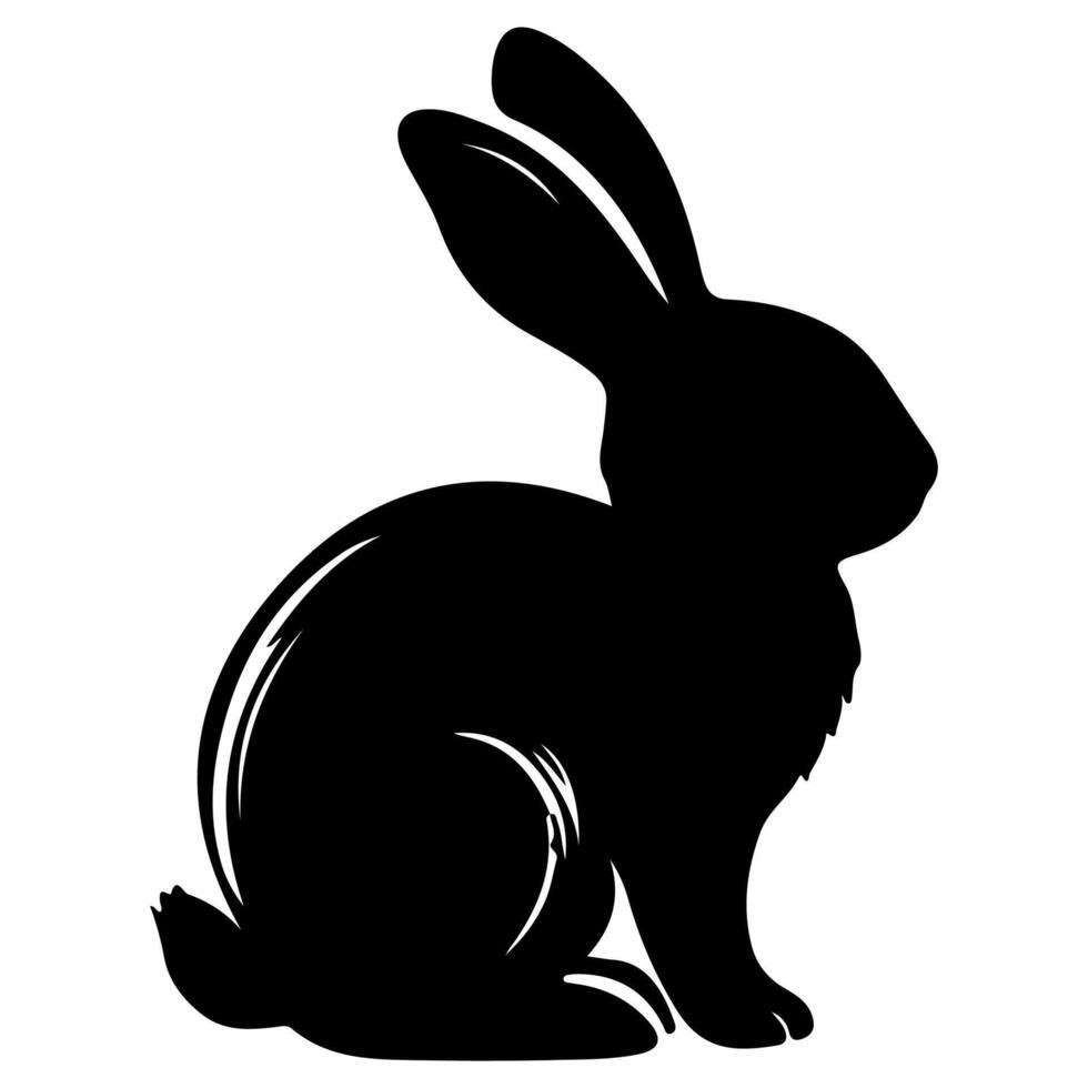 Rabbit shadow silhouette. Bunny black side design for happy easter egg day on transparent background vector