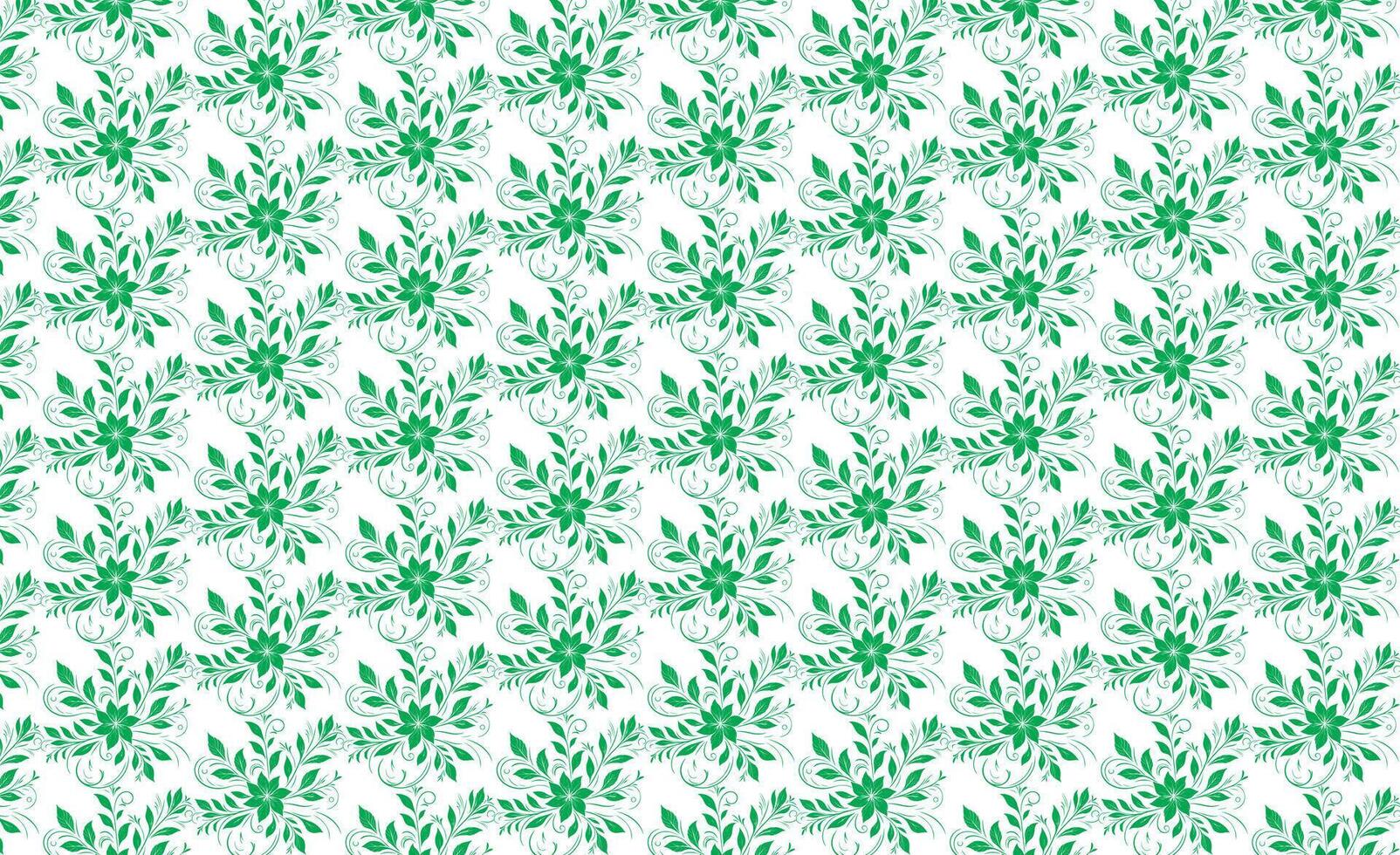 hand draw floral flower seamless pattern of green Floral leaves Spring Square style Vector Design on a white background, Curtain, carpet, wallpaper, clothing, wrapping