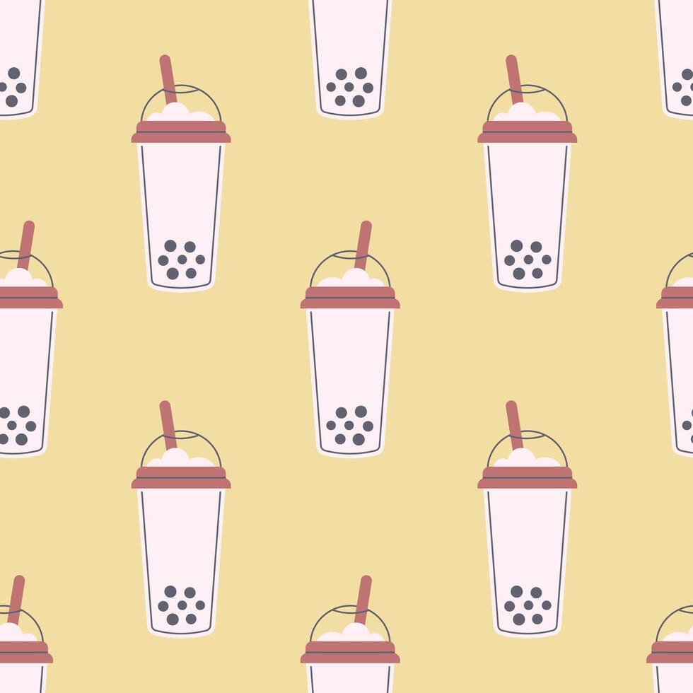 Bubble milk tea seamless pattern vector