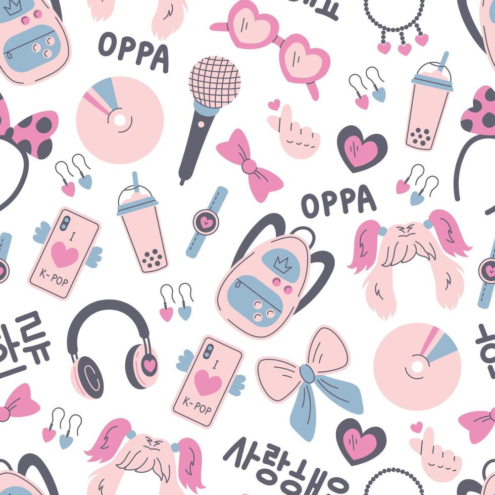 K pop Accessories seamless pattern vector