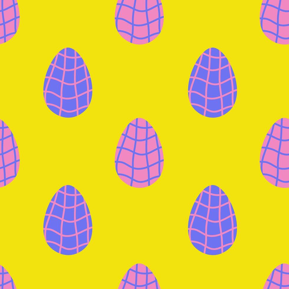 Modern Easter seamless pattern with checkered egg vector