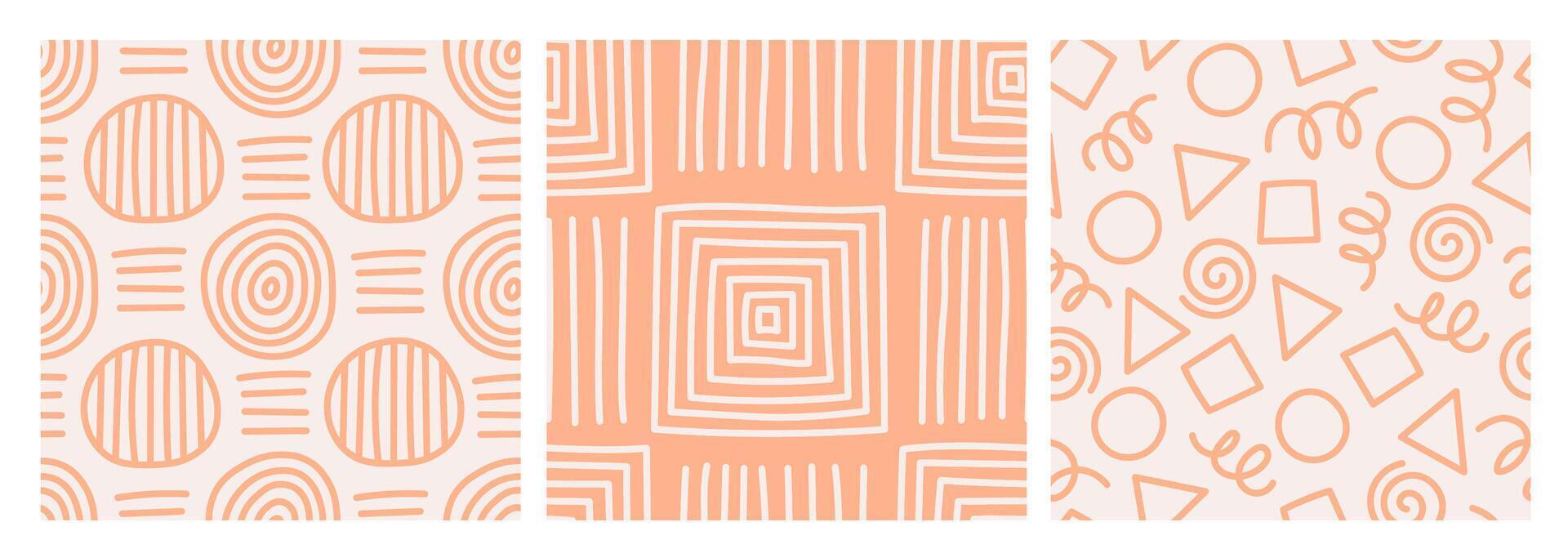 Abstract Geometric orange seamless patterns set vector