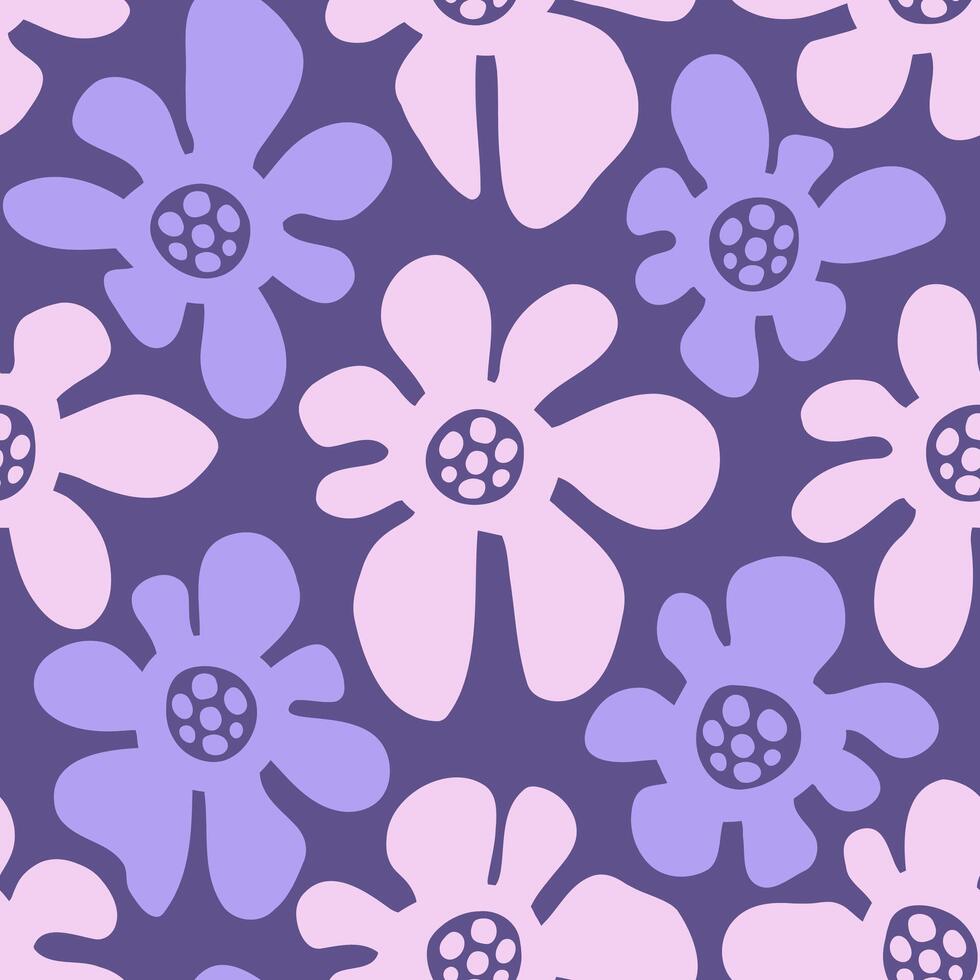 Modern purple floral seamless pattern vector