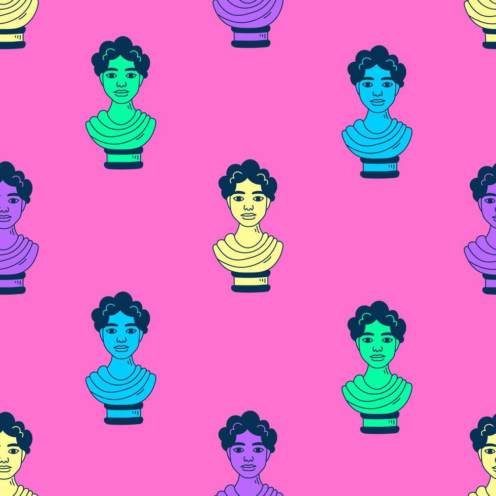 Colorful Greek statue seamless pattern vector