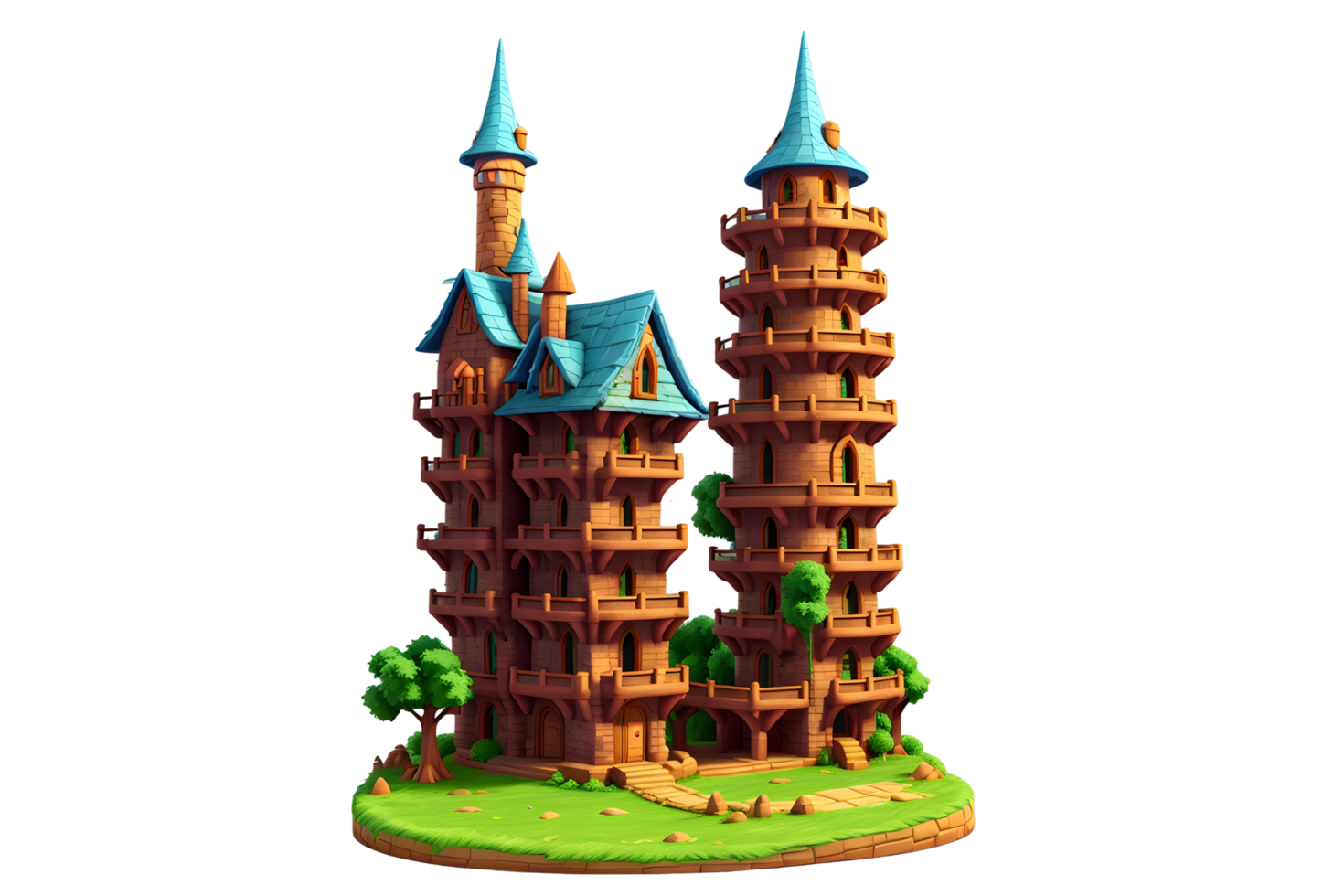 ai generado dibujos animados hogar mago torre castillo png