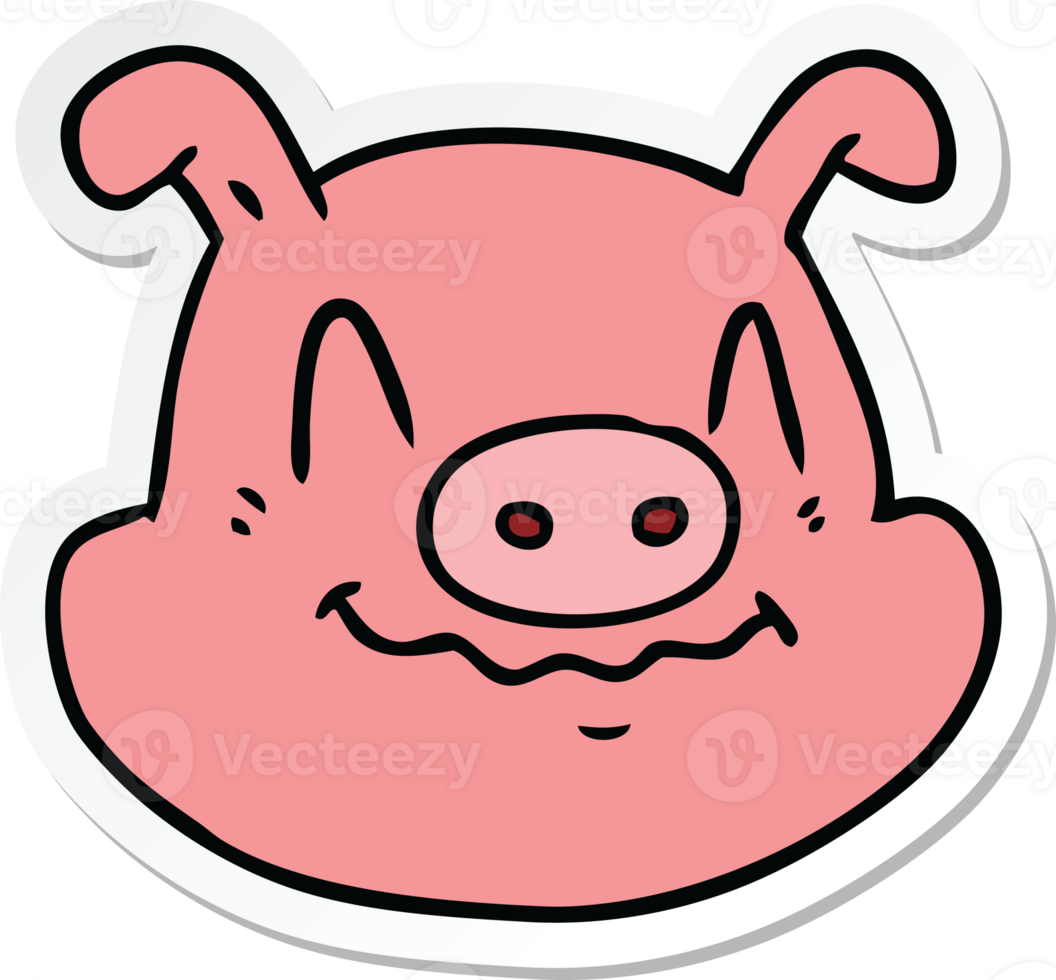 sticker of a cartoon pig face png
