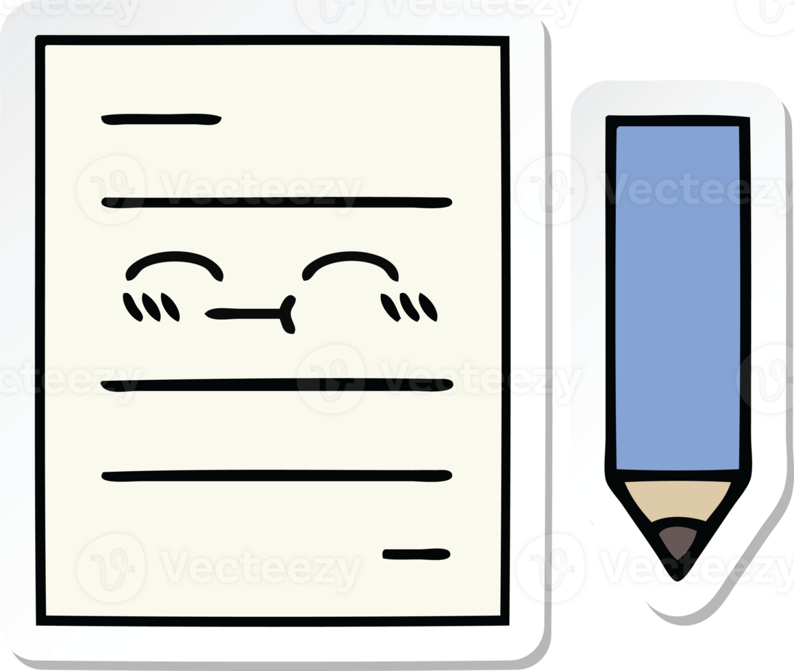 sticker of a cute cartoon test paper png