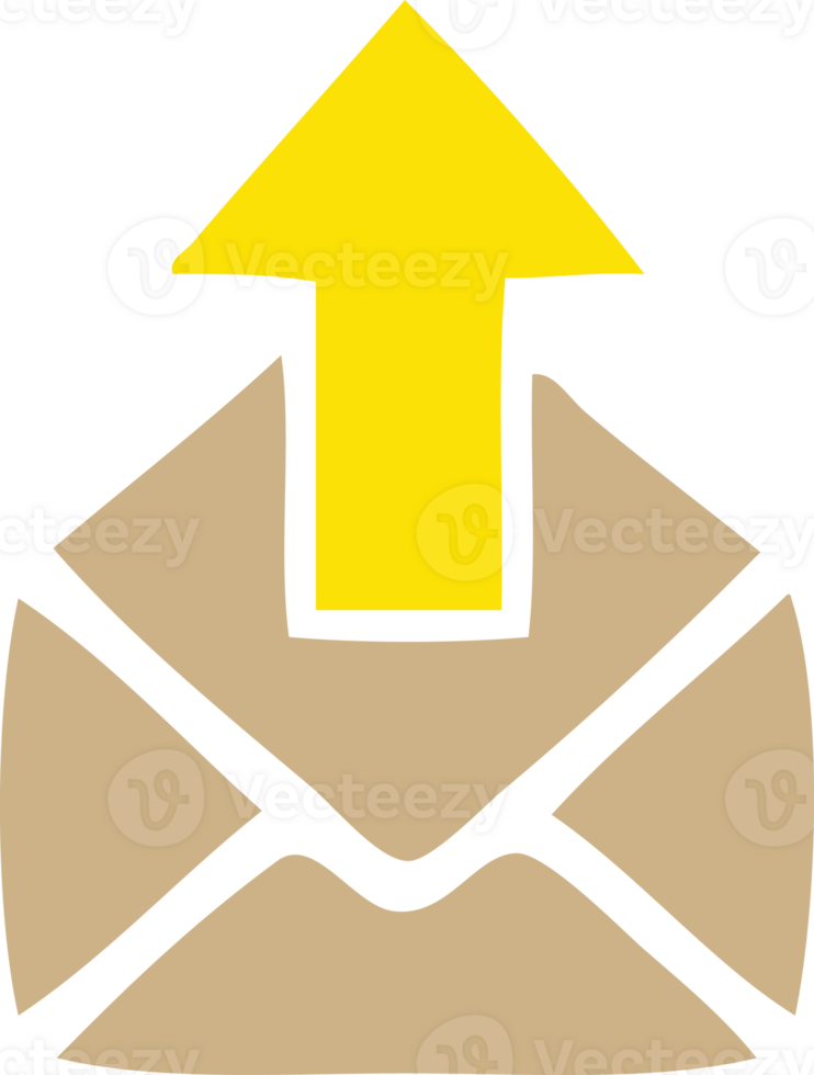 flat color retro cartoon of a envelope with arrow png