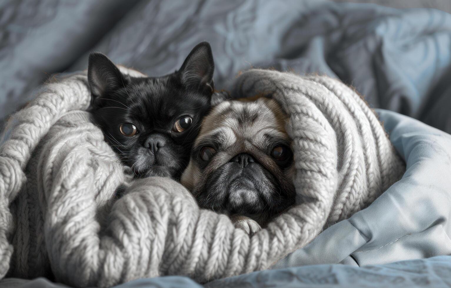 ai generado un doguillo perro en un almohada con un gato en eso foto