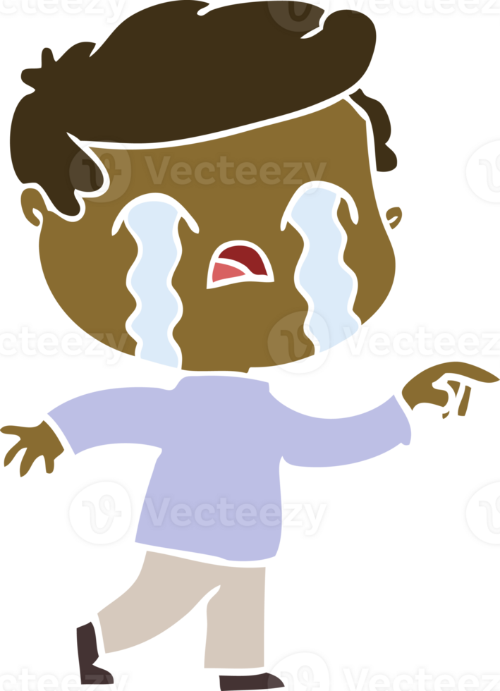 flat color style cartoon man crying png