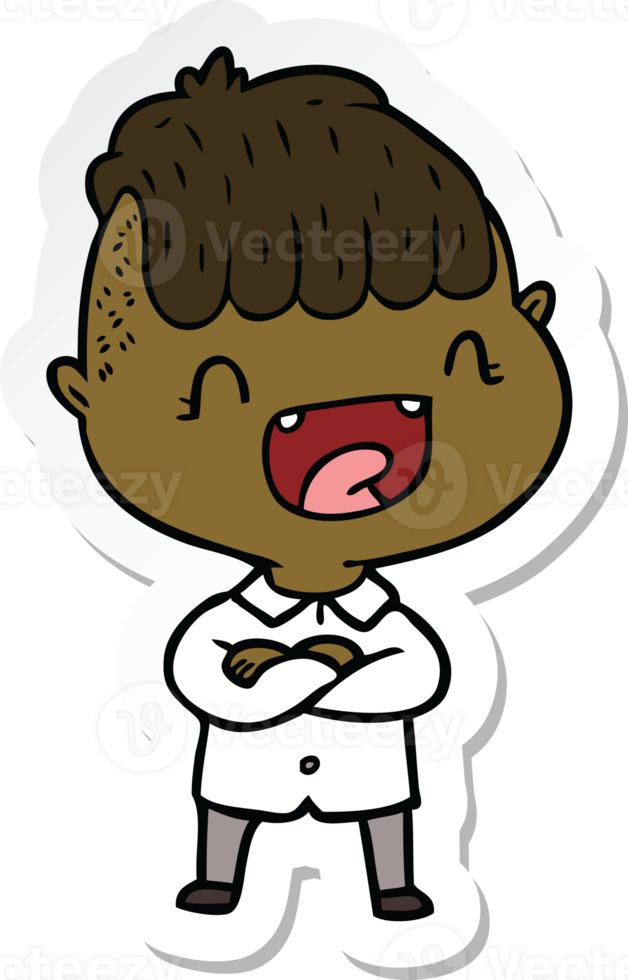 sticker of a cartoon happy boy laughing png