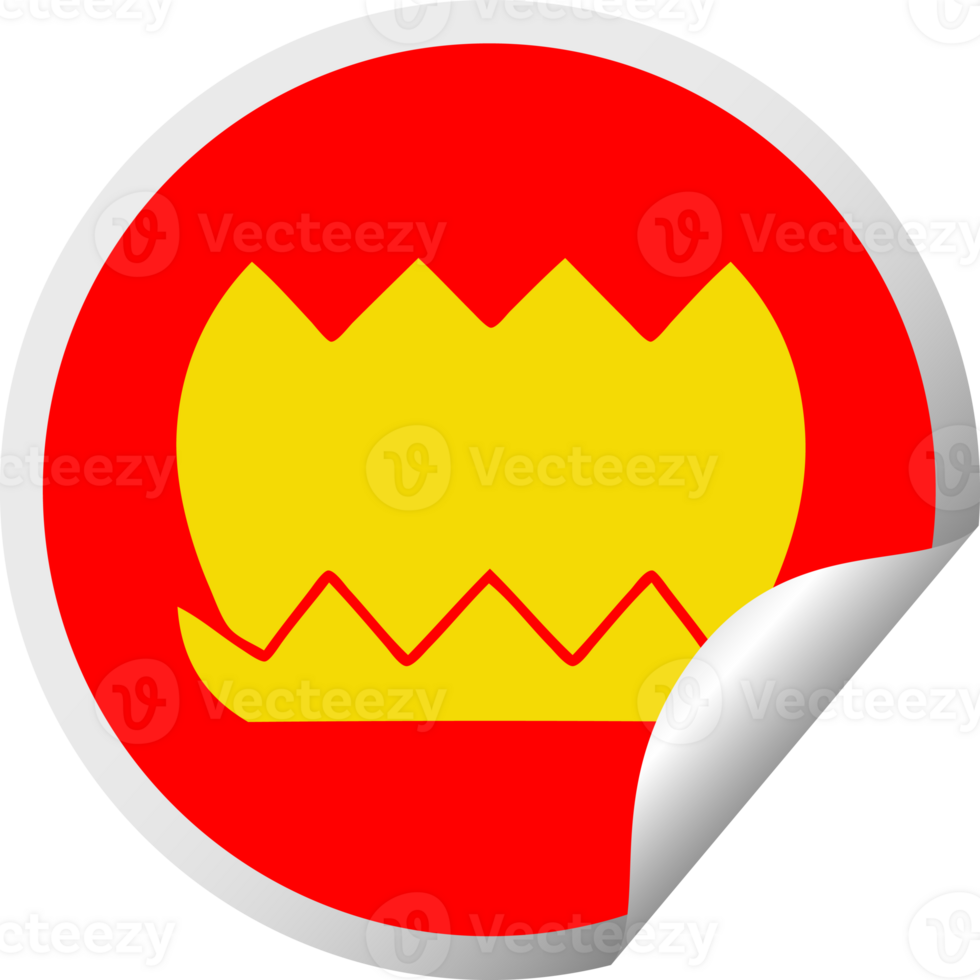 circular peeling sticker cartoon of a flower png